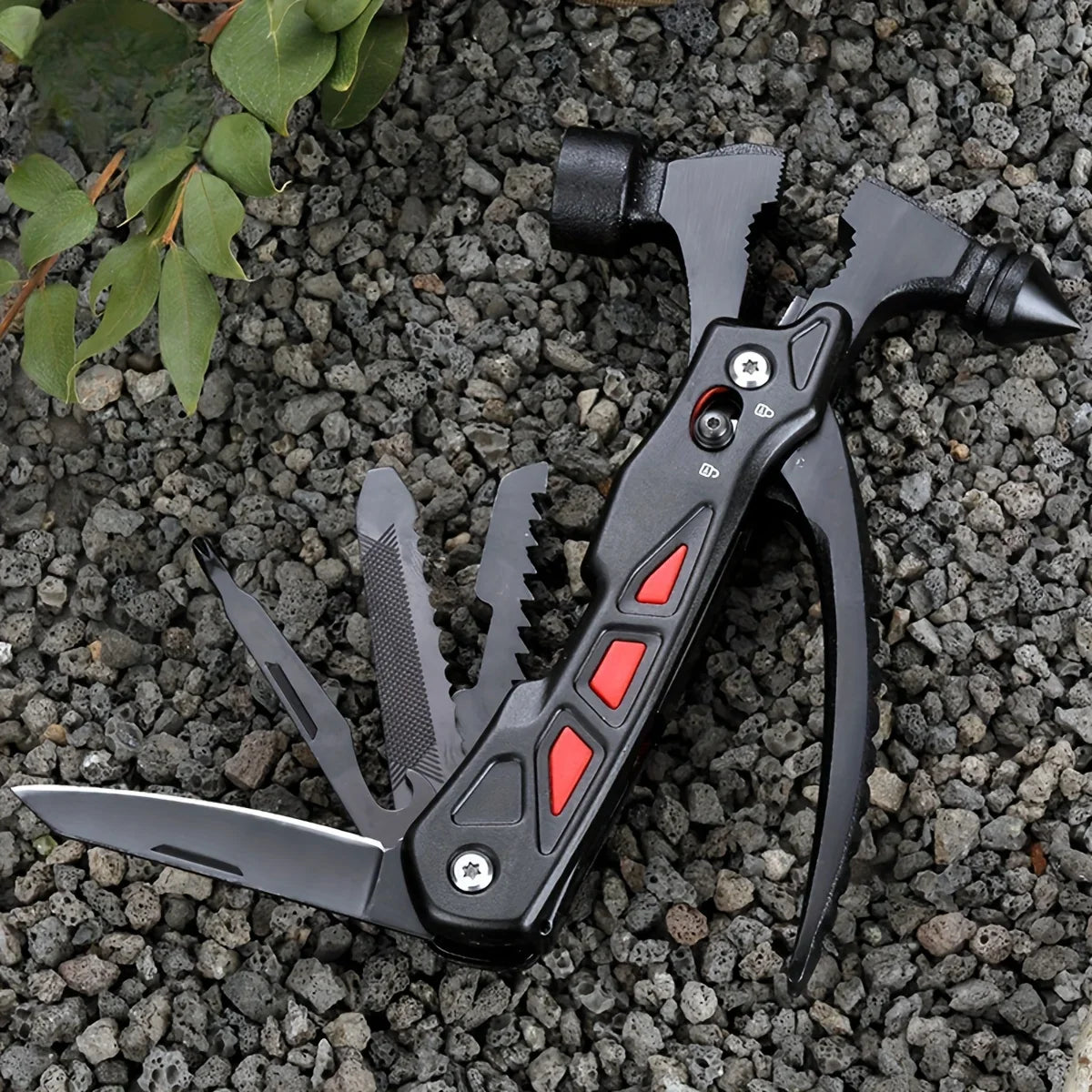 TrailMaster: Compact Multitool & Tactical Hammer