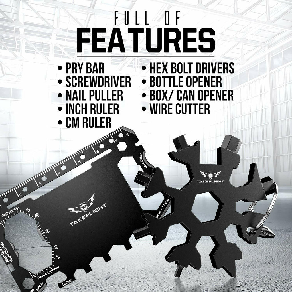 TF TAKEFLIGHT Tactical EDC Credit Card Multitool Set Black Screwdriver